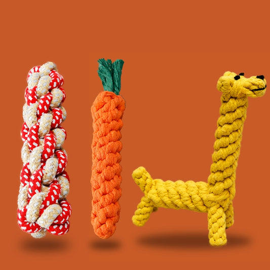 Dog Bite-Resistant Toys Cord Teether Dog Chewing Rope Pet Tug of War String Puppy Bichon Teddy Small Dog Dog Bends and Hitches