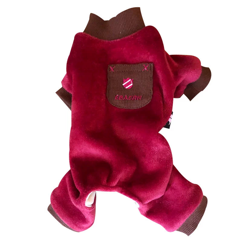 Dog Dog Clothes Winter Four Feet Teddy Clothes Winter Fleece Lining Double Layer Cotton Spun Velvet Dog Clothes Bichon Fleece Lined