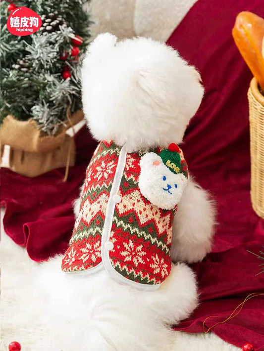 New Year Knitwear Dog Clothes Winter Bichon Teddy Schnauzer Pomeranian Small Dog Winter Pet Autumn and Winter