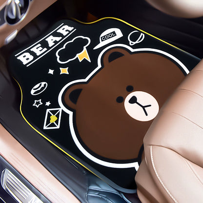 Car Foot Mat Cartoon Cute Carpet Mat Suede Main Driving Anti-Dirty Easy to Clean Women's Car Single Piece Neutral