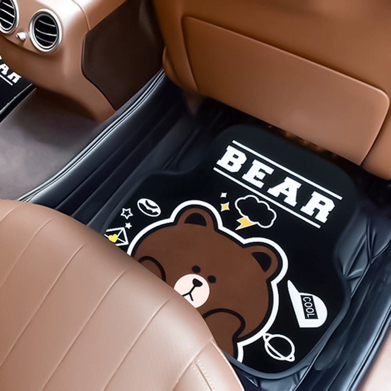 Car Foot Mat Cartoon Cute Carpet Mat Suede Main Driving Anti-Dirty Easy to Clean Women's Car Single Piece Neutral