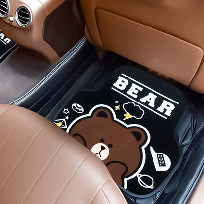 Car Foot Mat Cartoon Cute Carpet Mat Suede Main Driving Anti-Dirty Easy to Clean Women's Car Single Piece Neutral
