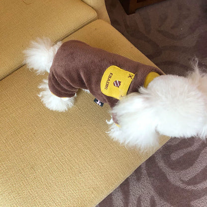 Dog Dog Clothes Winter Four Feet Teddy Clothes Winter Fleece Lining Double Layer Cotton Spun Velvet Dog Clothes Bichon Fleece Lined