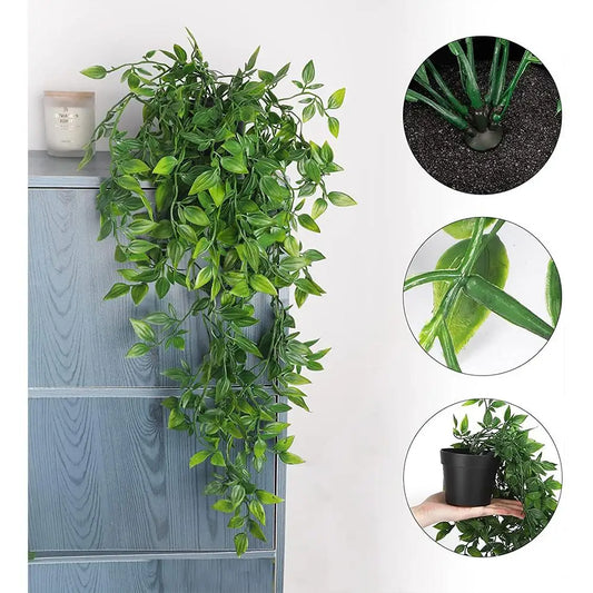 Artificial Hanging Plants Small Fake Potted Plants For Indoor Outdoor Shelf Wall Decor Aesthetic Room Decoration Garden Decor