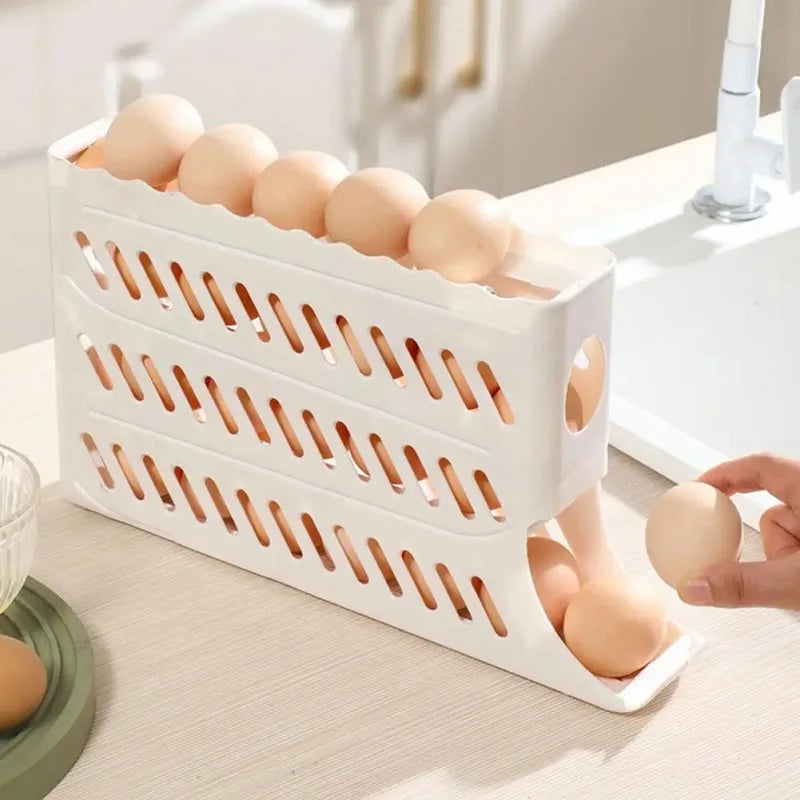 Refrigerator Egg Storage Box Automatic Scrolling Egg Holder Kitchen Large Capacity Dedicated Rolling Egg Storage Box for Kitchen