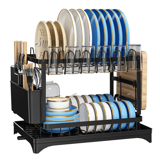 Kitchen Drain Dish Rack Bowl, Chopsticks, Plate Storage Rack, Cutlery And Water Cup Organizer Shelf To Save Space