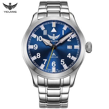 YELANG New Pilot H3 T100 Self Luminous Quartz Watches Waterproof 100m Sapphire Mirror Men's Watch Military Sports Watch V1021SS