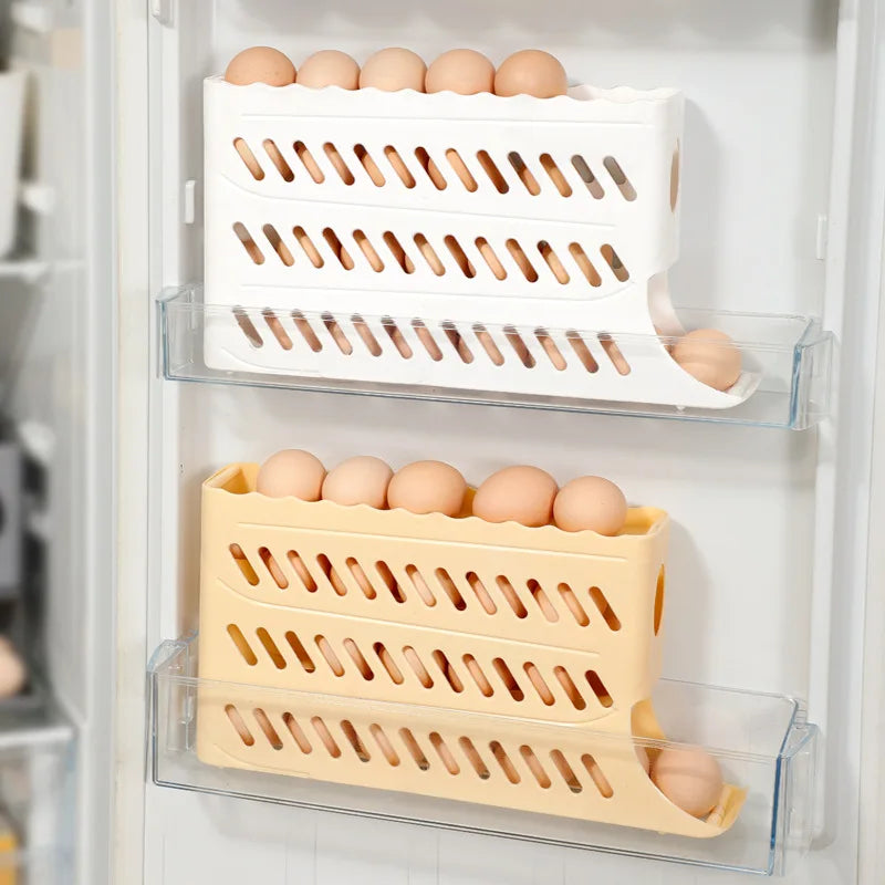 Refrigerator Egg Storage Box Automatic Scrolling Egg Holder Kitchen Large Capacity Dedicated Rolling Egg Storage Box for Kitchen