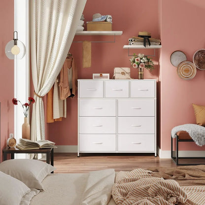 WLIVE 9-Drawer Dresser, Fabric Storage Tower for Bedroom, Hallway, Nursery, Closet, Tall Chest Organizer Unit for Kids Bedroom
