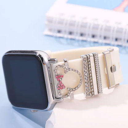 Silicone Watchband Charm Ring Sets for Apple Watch Decorative Cute Cartoon Charms Jewelry Nails for Iwatch Bracelet Strap Charms