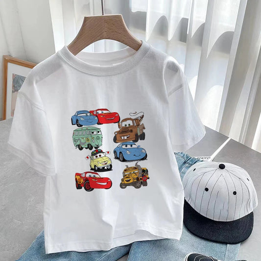 Disney Cars Children T-Shirt Lightning McQueen Cartoons Kid Tee Shirts Anime Kawaii Tops Casual Clothes Boy Girl Short Sleeve