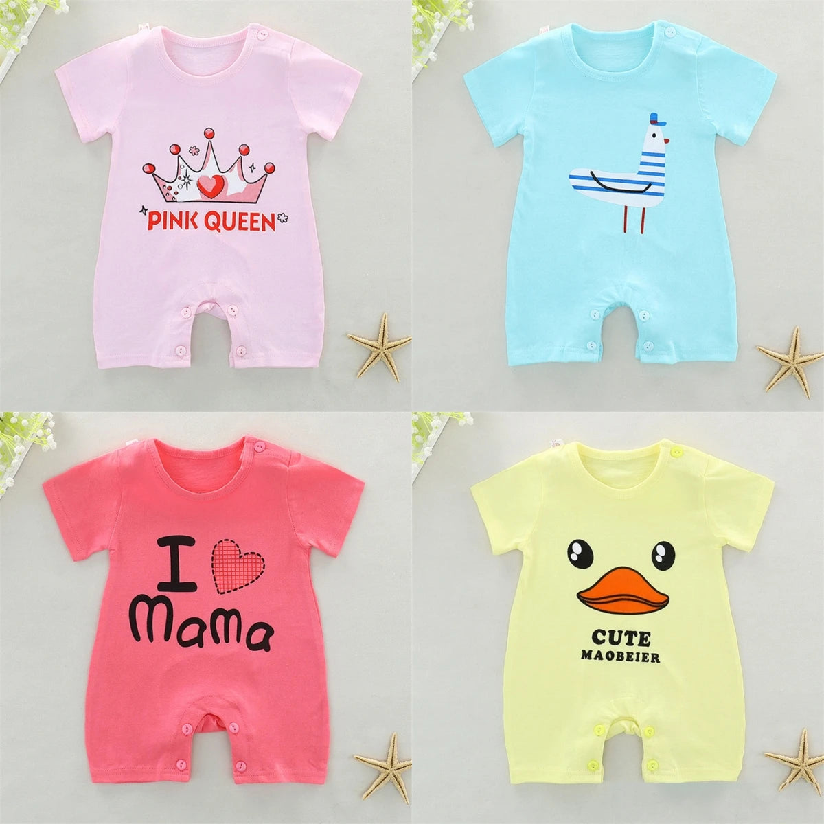 Summer Baby Jumpsuit Short Sleeved 100% Cotton Cute Newborn Boys Girls Romper Baby Jumpsuit Kid Clothes Children's Clothing