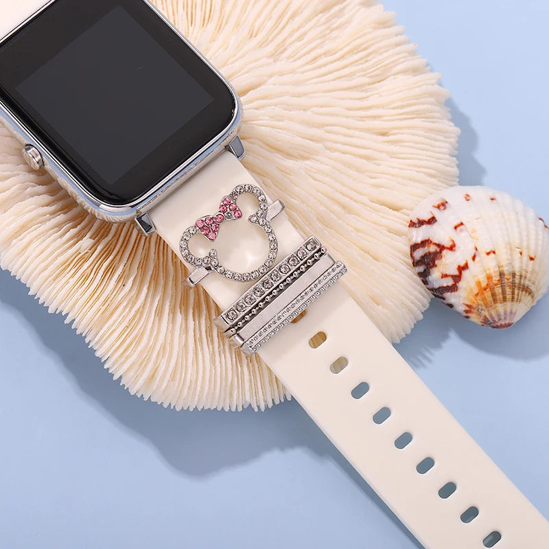 Silicone Watchband Charm Ring Sets for Apple Watch Decorative Cute Cartoon Charms Jewelry Nails for Iwatch Bracelet Strap Charms