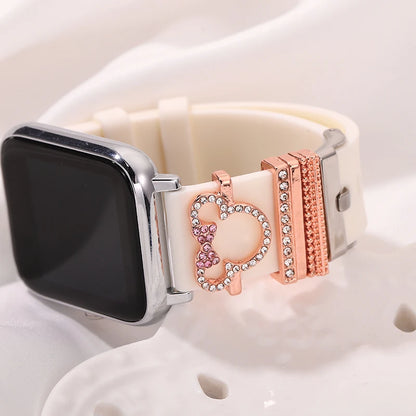 Silicone Watchband Charm Ring Sets for Apple Watch Decorative Cute Cartoon Charms Jewelry Nails for Iwatch Bracelet Strap Charms