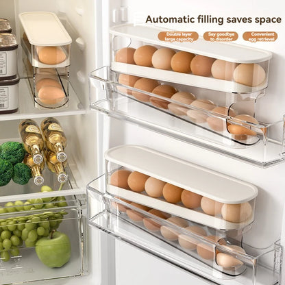 Refrigerator Egg Storage Box Automatic Scrolling Egg Holder Household Large Capacity Kitchen Dedicated Roll Off Egg Storage Rack