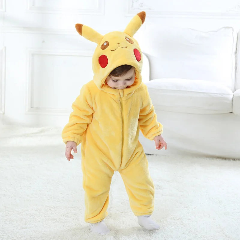 Autumn Spring Newborn Baby Clothes Anime Cosplay Halloween Costume Toddler Boy Girl Rompers Zipper Flannel Warm Infant Onesie