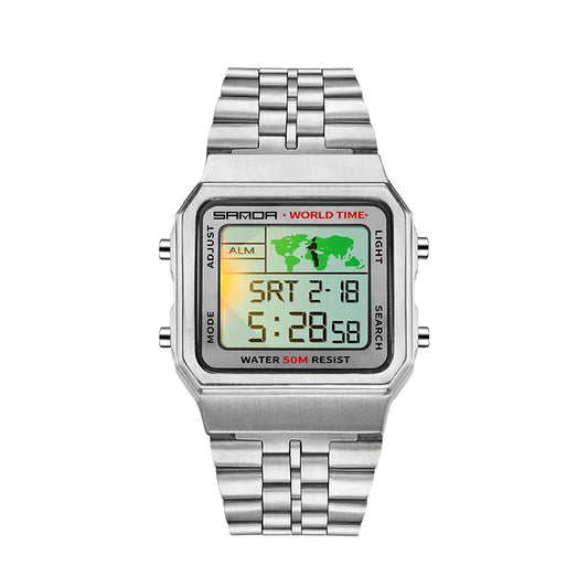 UTHAI L18 Men's Watch Retro Business 50m Waterproof Multi-function Electronic Watch Black Technology Fashion Steel Band Clock