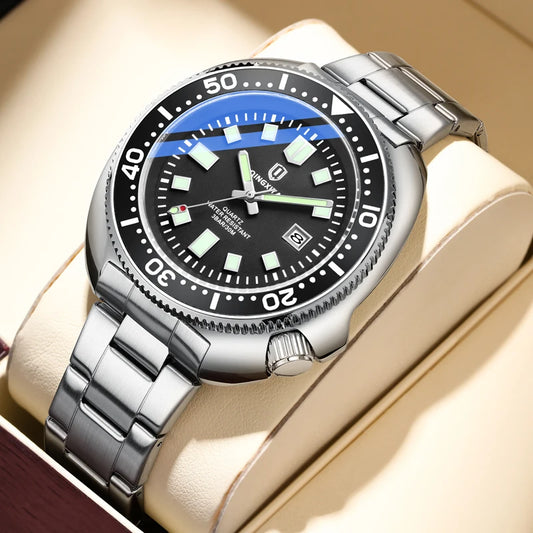QINGXIYA Mens Watches Top Brand Luxury Stainless Steel Waterproof Luminous Date Big Dial Quartz Watch for Men Relogio Masculino