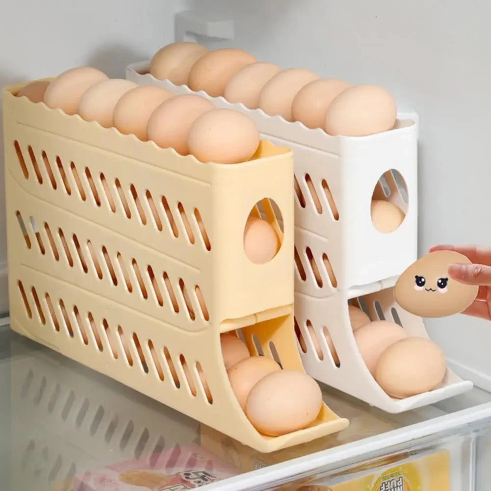 Refrigerator Egg Storage Box Automatic Scrolling Egg Holder Kitchen Large Capacity Dedicated Rolling Egg Storage Box for Kitchen