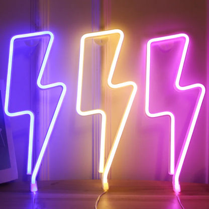 LED Bolt Neon Lamp Christmas Decoration Pendant Neon Light Festival Atmosphere Home Party Bar Wall Hanging Decor Adult Kid Gift