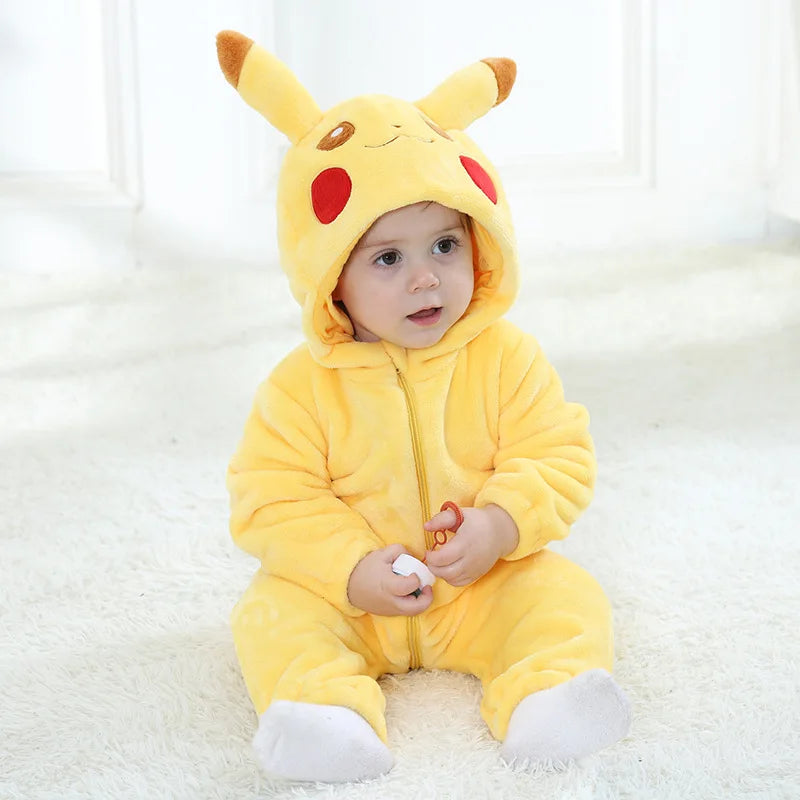 Autumn Spring Newborn Baby Clothes Anime Cosplay Halloween Costume Toddler Boy Girl Rompers Zipper Flannel Warm Infant Onesie