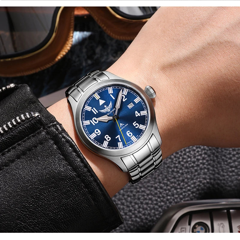 YELANG New Pilot H3 T100 Self Luminous Quartz Watches Waterproof 100m Sapphire Mirror Men's Watch Military Sports Watch V1021SS