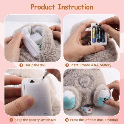 Baby Breathing Bear Baby Soothing Otter Plush Doll Toy Baby Kids Soothing Music Sleeping Companion Sound and Light Doll Toy Gift