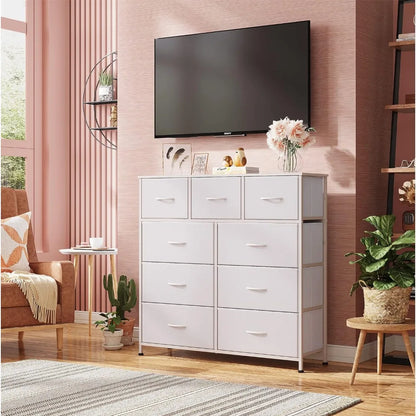 WLIVE 9-Drawer Dresser, Fabric Storage Tower for Bedroom, Hallway, Nursery, Closet, Tall Chest Organizer Unit for Kids Bedroom