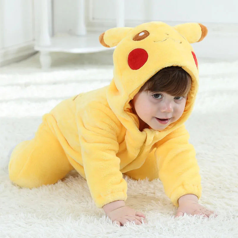 Autumn Spring Newborn Baby Clothes Anime Cosplay Halloween Costume Toddler Boy Girl Rompers Zipper Flannel Warm Infant Onesie