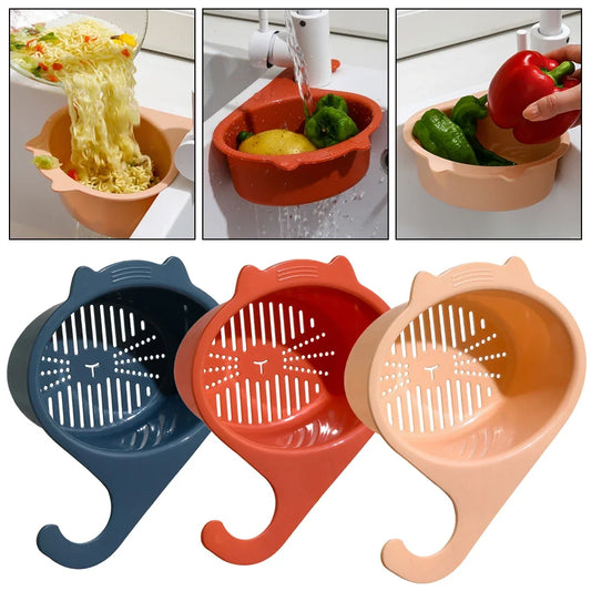 Kitchen Sink Drain Basket Multifunctional Cat Shape Faucet Filter Basket Shelf For Fruit And Vegetable Organizer Kitchen Gadgets