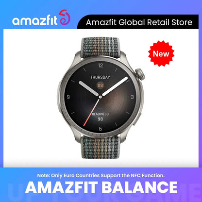 [World Premiere] New Amazfit Balance Smart Watch Large 1.5" AMOLED Display 6 Satellite Positioning Systems Smartwatch