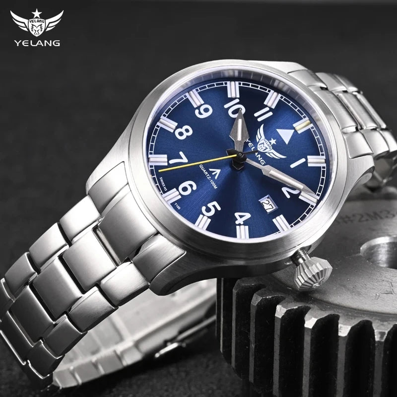 YELANG New Pilot H3 T100 Self Luminous Quartz Watches Waterproof 100m Sapphire Mirror Men's Watch Military Sports Watch V1021SS