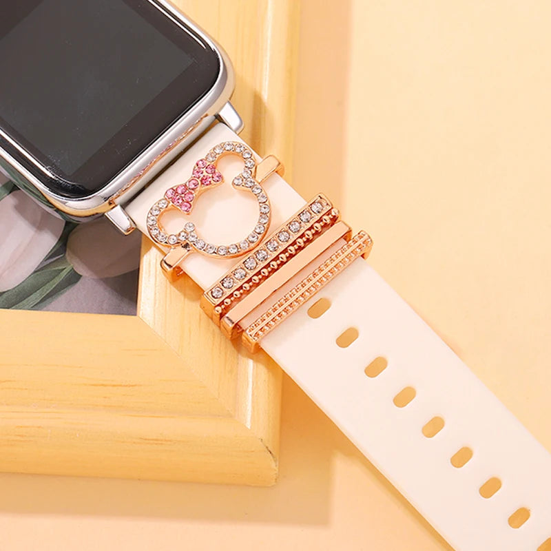 Silicone Watchband Charm Ring Sets for Apple Watch Decorative Cute Cartoon Charms Jewelry Nails for Iwatch Bracelet Strap Charms
