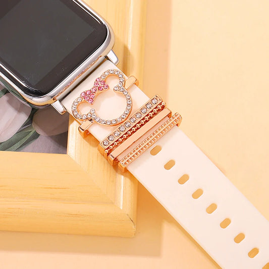 Silicone Watchband Charm Ring Sets for Apple Watch Decorative Cute Cartoon Charms Jewelry Nails for Iwatch Bracelet Strap Charms