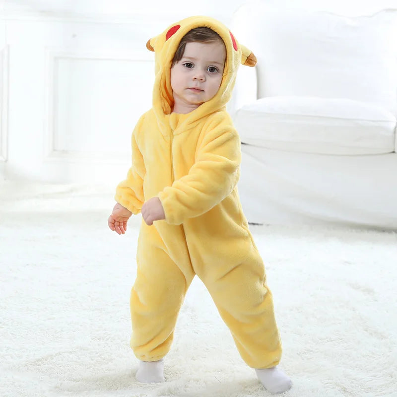 Autumn Spring Newborn Baby Clothes Anime Cosplay Halloween Costume Toddler Boy Girl Rompers Zipper Flannel Warm Infant Onesie