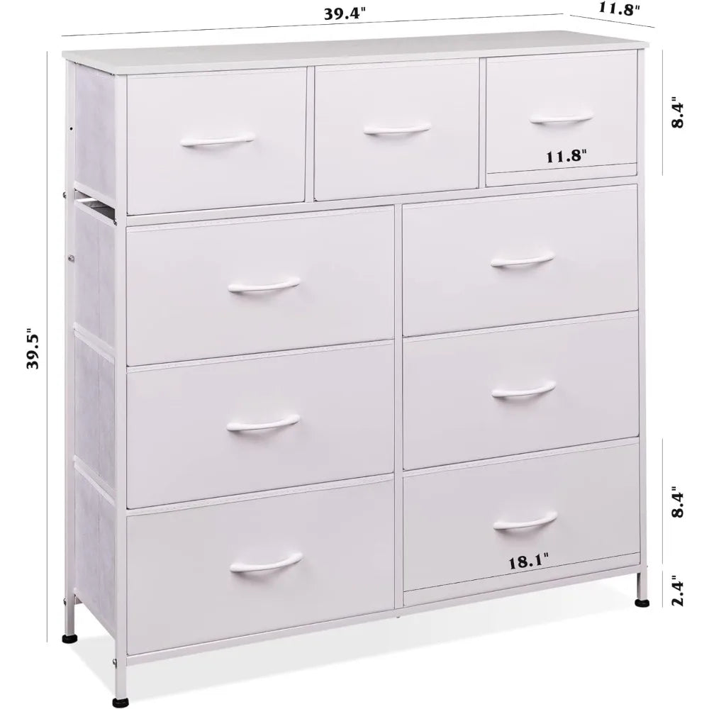 WLIVE 9-Drawer Dresser, Fabric Storage Tower for Bedroom, Hallway, Nursery, Closet, Tall Chest Organizer Unit for Kids Bedroom
