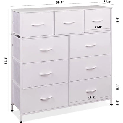 WLIVE 9-Drawer Dresser, Fabric Storage Tower for Bedroom, Hallway, Nursery, Closet, Tall Chest Organizer Unit for Kids Bedroom
