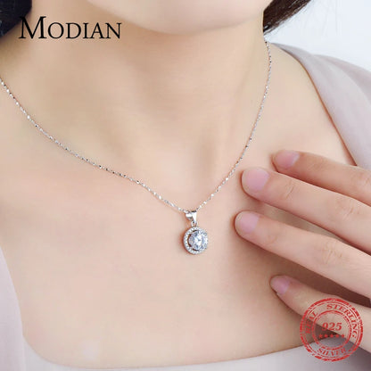 Genuine 925 Sterling Silver Luxury Chain Brand Necklace with 2.0Ct AAAAA Level Zircon Necklaces Gift Jewelry for women