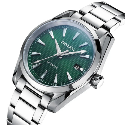 PHYLIDA New Aqua Automatic Watch Solid SS Sapphire Crystal NH35A Mechanical Wristwatch 100WR Diver