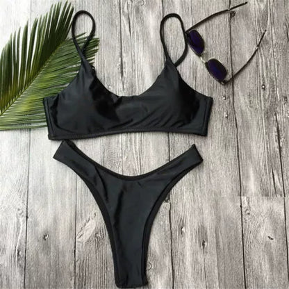Candy Color Solid Color Bali Vacation Bikini Sexy Split Swimsuit European and American Bikini